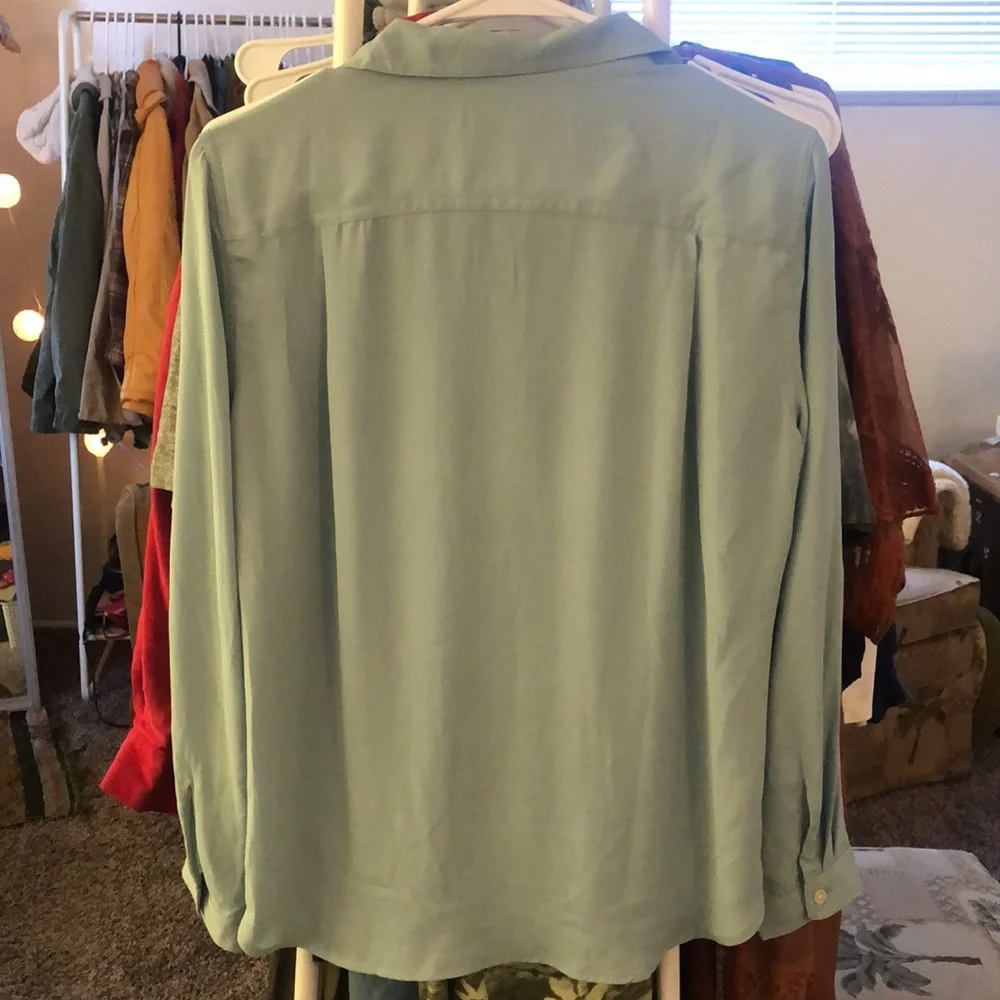 Turquoise Flowy Button Down - Picture 4 of 5